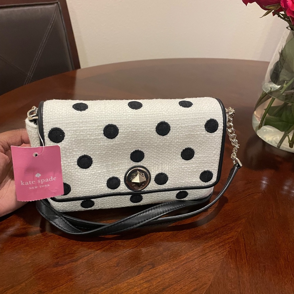 KATE SPADE Natalia Dot Embroidered Cream Multi Crossbody / Clutch NWT!